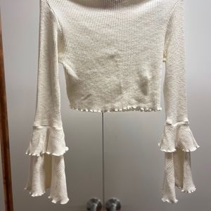 Layered Sleeved Crop Sweater